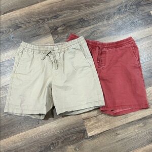 VANS KHAKI SHORTS MENS MEDIUM PULL ON ELASTIC WAIST SKATE SHORT 2 PAIRS